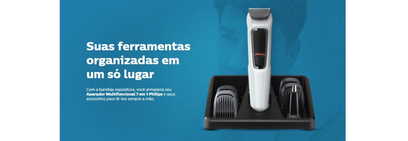 Aparador Multifuncional Philips Serie 3000 7 Acessórios 1 Velocidade Branco/Preto - MG3721/77